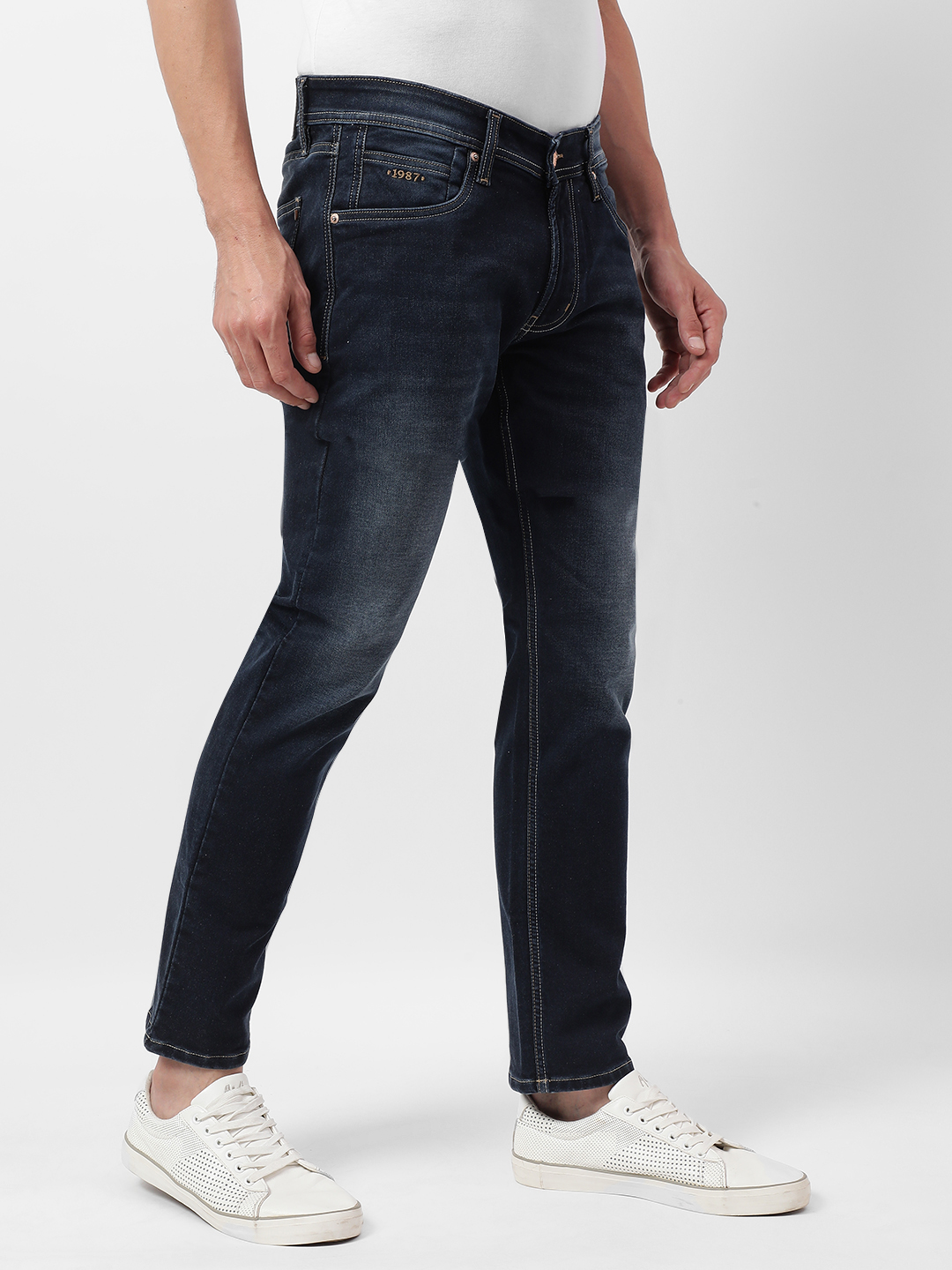 Numero Uno Men Faded Dark Blue Jeans
